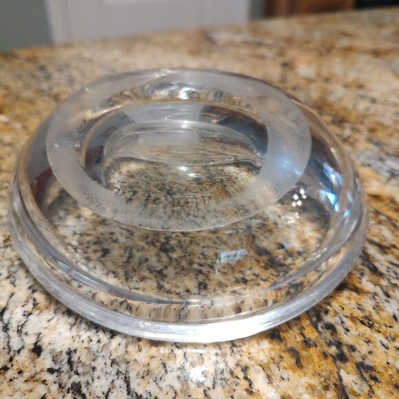 VTG Signed Val St. Lambert France Wave Crystal Clear Ashtray Trinket Dish - Picture 8 of 15
